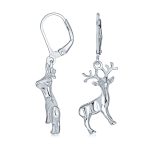 Hunter Christmas Reindeer Dangle Earrings Elk Moose Antelope Design Silver