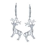 Hunter Christmas Reindeer Dangle Earrings Elk Moose Antelope Design Silver - Image 2