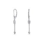 Minimalist Romantic Cupid Arrow Dangle Earrings Leverback  Sterling Silver
