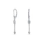 Minimalist Romantic Cupid Arrow Dangle Earrings Leverback  Sterling Silver
