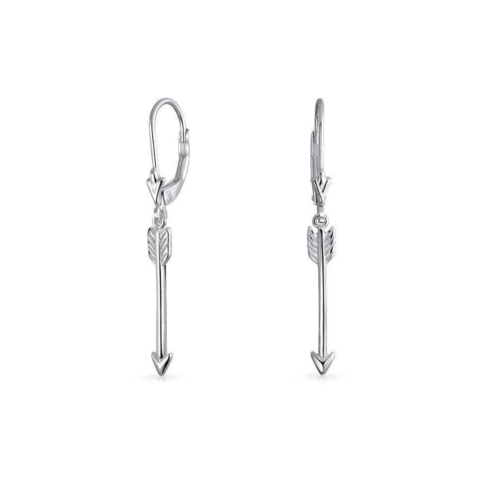silver-archer-arrow-dangle-earrings_pfs-12-5823-az Minimalist Romantic Cupid Arrow Dangle Earrings Leverback Sterling Silver - Image 1