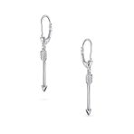 Minimalist Romantic Cupid Arrow Dangle Earrings Leverback  Sterling Silver - Image 3