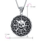 Coin Medallion Pirates Skull Pendant Necklace Oxidized .925 Sterling Silver - Image 4