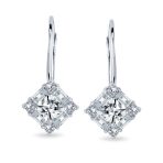 Deco Style CZ Baguette Lever back Drop Earrings Prom Sterling Silver - Image 2