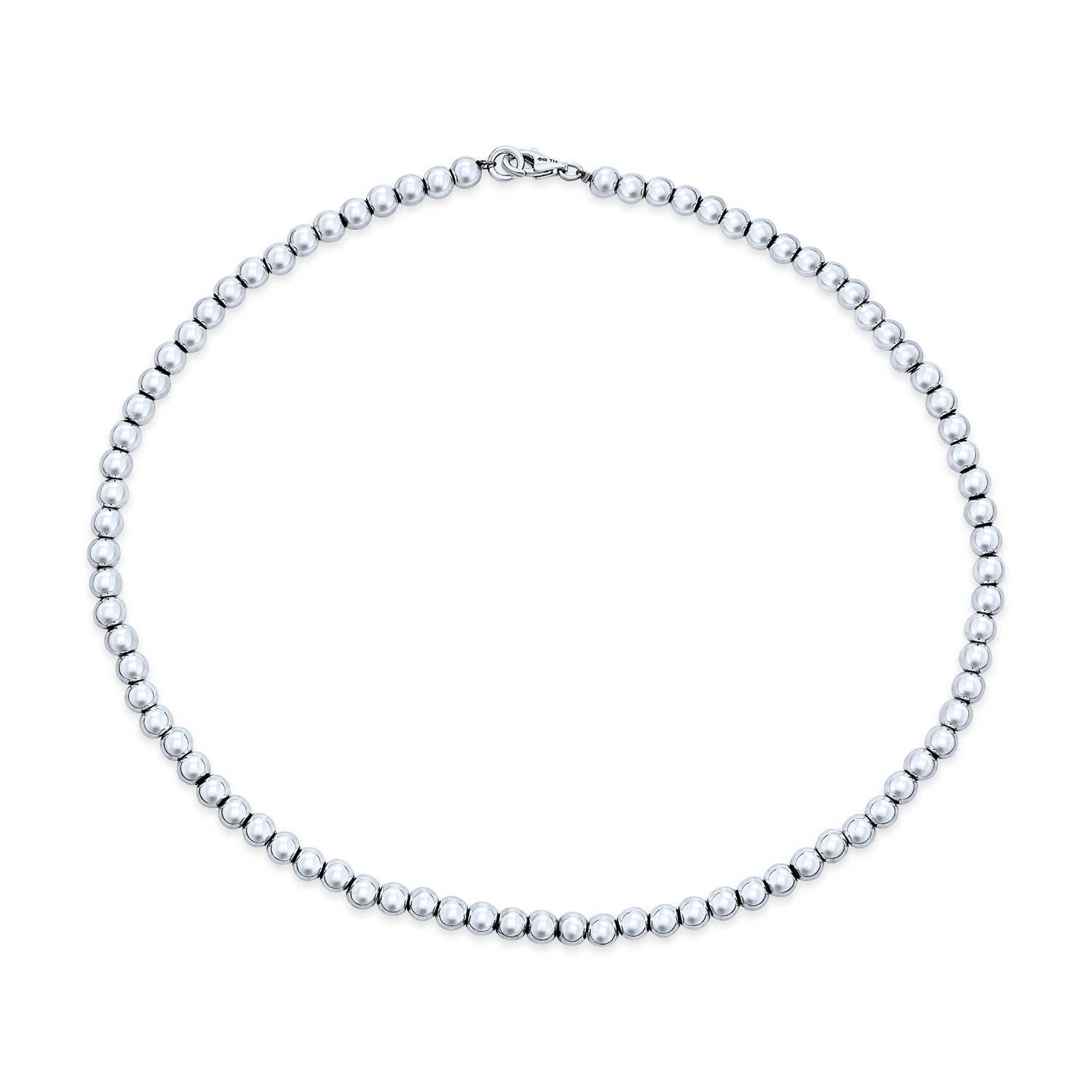 silver-ball-bead-necklace-polished-eus-21024n-6m_1 Traditional Simple .925 Sterling Silver Small 6MM Round Bead Station Ball Necklace Shiny - Image 1