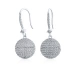 Modern Cocktail Pave CZ Statement Disco Ball Earrings Cubic Zirconia Silver Plated