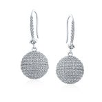 Modern Cocktail Pave CZ Statement Disco Ball Earrings Cubic Zirconia Silver Plated - Image 2