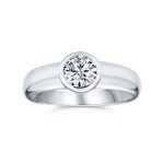 Modern Simple 1CT Cubic Zirconia CZ Bezel Set Round Solitaire Engagement Ring .925 Sterling Silver - Image 2