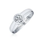 Modern Simple 1CT Cubic Zirconia CZ Bezel Set Round Solitaire Engagement Ring .925 Sterling Silver - Image 3