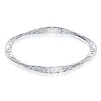 Modern Round Square Stackable Hammered Matte Finish Bangle Bracelet .925 Sterling Silver