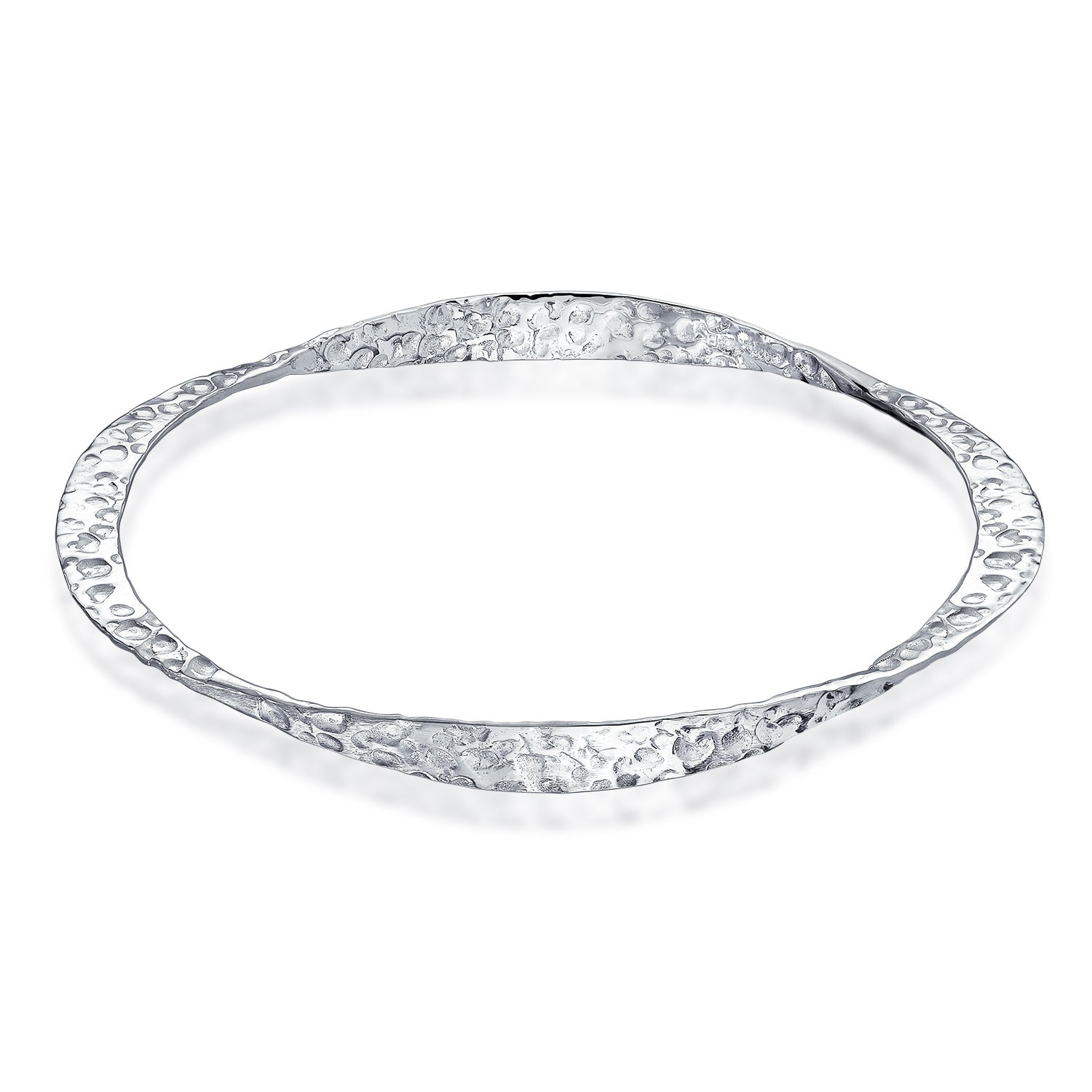 silver-bangle-bracelet-hammered-8-inch_n-eam-b210-az_1 Modern Round Square Stackable Hammered Matte Finish Bangle Bracelet .925 Sterling Silver - Image 1