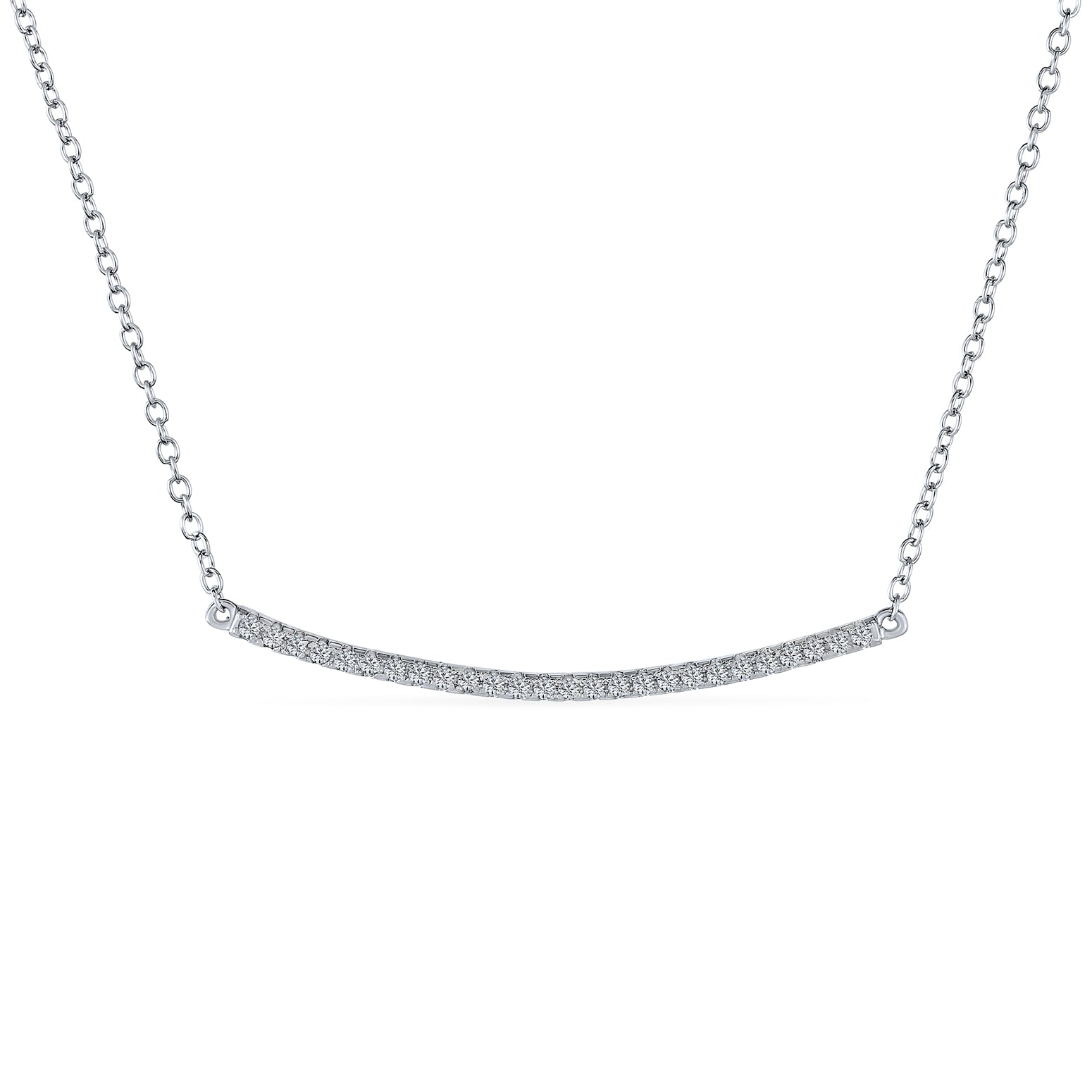 silver-bar-necklace-horizontal-cz-silver_pfs-55-0446_111 Minimalist Modern CZ Bar Sideways Pendant Necklace in Sterling Silver - Image 1