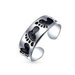 Set of 2 Nautical Ocean Waves and Beach Sand Footprints Midi Toe Ring Silver - Image 5