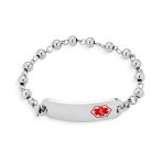 Name Tag Medical ID Bracelet Ball Bead Link Chain Stainless Steel 77.5 Inch - Image 8