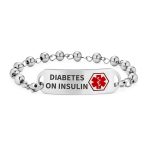 Name Tag Medical ID Bracelet Ball Bead Link Chain Stainless Steel 77.5 Inch - Image 3