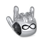 BFF Hand Sign Infinity I Love You Charm Bead Silver