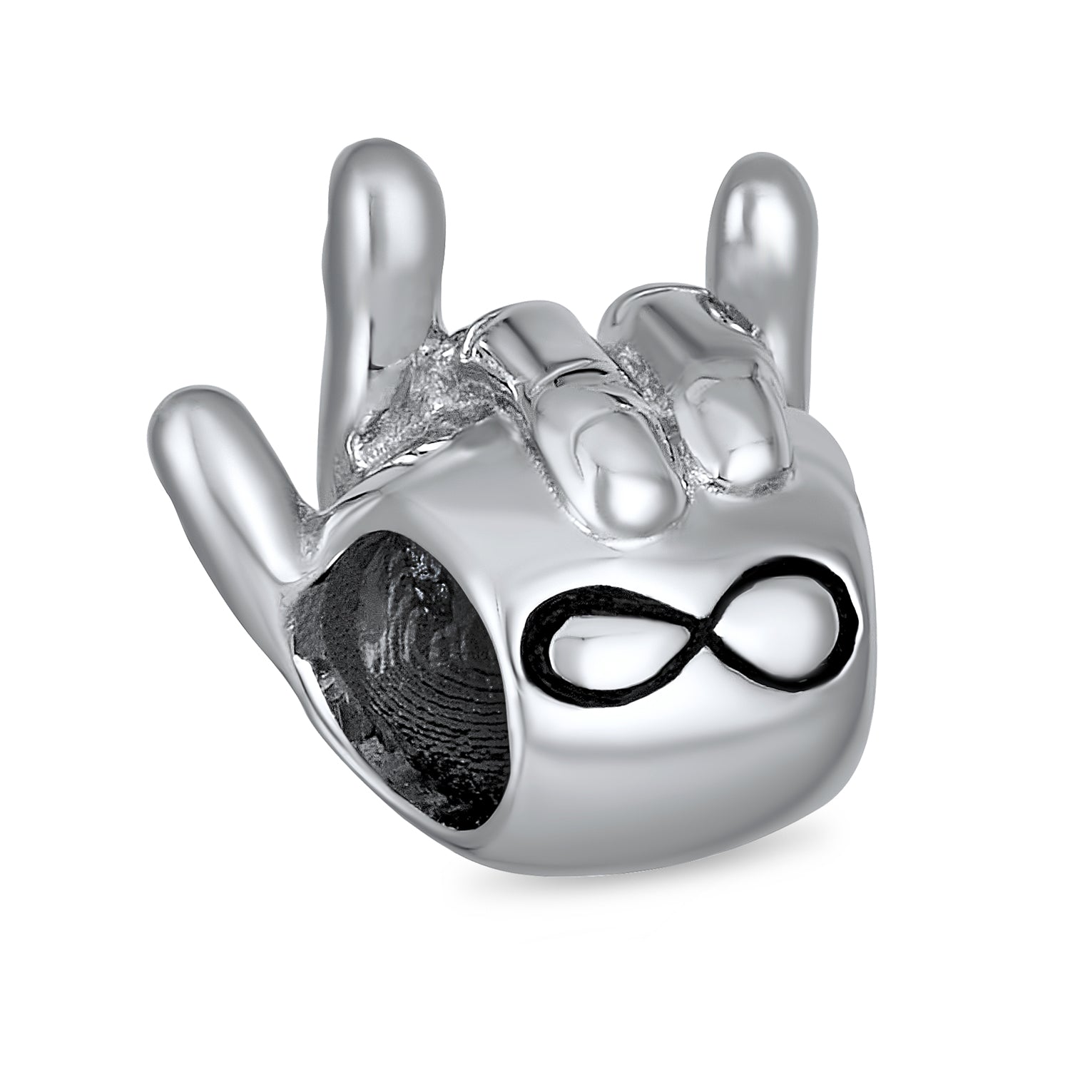 silver-bead-love-infinite-forever_pbx-hs-702-drk-az-1 BFF Hand Sign Infinity I Love You Charm Bead Silver - Image 1