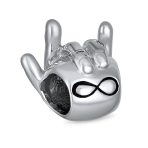 Set of 2 BFF Hug & Hand Sign I Love You Infinity Charm Bead Sterling Silver Fits European Bracelet - Image 5