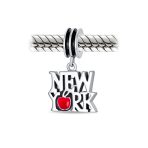 Big Apple Travel Vacation I Love New York Dangle Charm Bead .925 Sterling Silver For Bracelet - Image 2