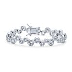Zig Zag Geometric CZ Cubic Zirconia Bezel Set Bubble Tennis Bracelet Silver Plated 7 Inch