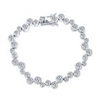 Zig Zag Geometric CZ Cubic Zirconia Bezel Set Bubble Tennis Bracelet Silver Plated 7 Inch - Image 2