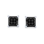 Black Invisible Cut Square Princess CZ Stud Earrings Sterling Silver - Image 2