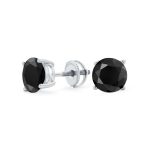 Round Brilliant Cut CZ Stud Earrings Screw Back Rose Gold Sterling Silver 5-9 MM