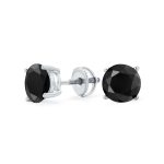 Round Brilliant Cut CZ Stud Earrings Screw Back Rose Gold Sterling Silver 5-9 MM