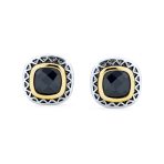 Black Onyx Cubic Zirconia Stud Earrings Silver Gold Brass - Image 2
