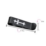 Two Tone Silver Black Stainless Steel Fleur de Lis Cross Men's Money Clip Holder - Image 4