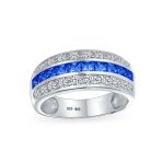 Art Deco Pink Blue CZ Cocktail Statement Ring Silver - Image 6