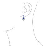 Cocktail Leaf Motif Cubic Zirconia Black White CZ Chandelier Clip-On Earrings - Image 14