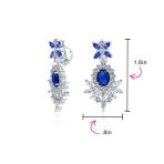 Cocktail Leaf Motif Cubic Zirconia Black White CZ Chandelier Clip-On Earrings - Image 19