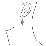 Southwest Style Blue Turquoise Marquise Leaf Feather Dangle Earrings Lever back .925 Sterling Silver - Image 3