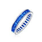 Cubic Zirconia Cocktail Statement Ring: Emerald Cut Baguette CZ Eternity Band - Image 5