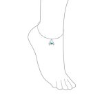 Tropical Beach Sand Crab Blue Opal Charm Anklet Ankle Bracelet Sterling Silver - Image 3