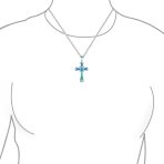 Silver Opal CZ Cross Pendant Necklace 18in Chain - Image 6