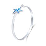 Nautical Starfish Blue Opal Bangle Bracelet in Polished Sterling Silver - Image 2