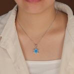 Hanukkah Magen Judaic Opal Star Of David Pendant Necklace in Sterling Silver - Image 5