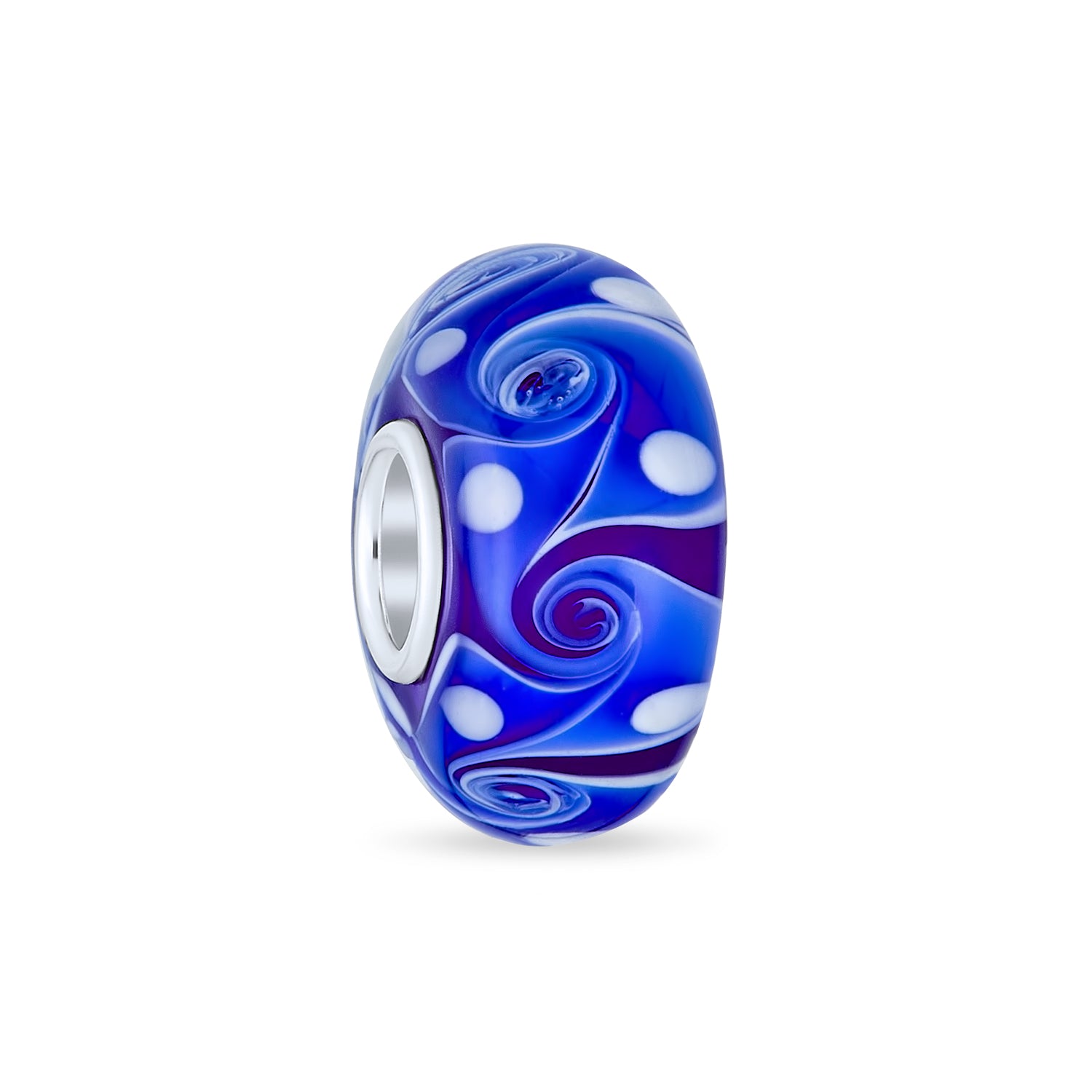 silver-blue-royal-swirl-charm-bead-murano-pbx-hgs-098-blue-az_1 Murano Glass Charm Bead Green Red Blue Aqua Wave Swirl Spacer for Bracelet - Image 1