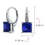 2CT Imitation Pink Tourmaline Solitaire Square CZ Drop Earrings Silver - Image 11