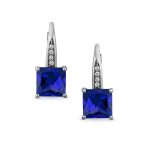 2CT Imitation Pink Tourmaline Solitaire Square CZ Drop Earrings Silver - Image 5