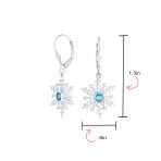 Frozen Winter Drop Dangle CZ Star Snowflake Earrings Sterling Silver Leverback - Image 8