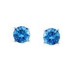 Set of 2 Round Blue Clear CZ Stud Earrings Sterling Silver 5MM Screw Back - Image 18