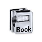 Set of 2 Wise Graduate Owl Bird & Book Charm Bead Oxidized Sterling Silver - Image 3
