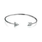 Delicate Minimalist Cupid's Arrow Bangle Bracelet Sterling Silver Stackable