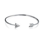 Delicate Minimalist Cupid's Arrow Bangle Bracelet Sterling Silver Stackable