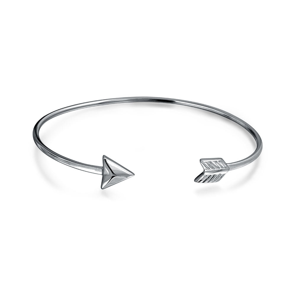 silver-bracelet-arrow-pfs-14-1906-rh-az Delicate Minimalist Cupid's Arrow Bangle Bracelet Sterling Silver Stackable - Image 1