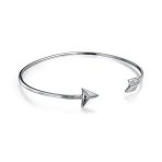 Delicate Minimalist Cupid's Arrow Bangle Bracelet Sterling Silver Stackable - Image 2