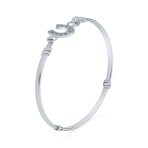 Good Luck CZ Pave Horseshoe Bangle Bracelet, Equestrian Gift, Sterling Silver - Image 2
